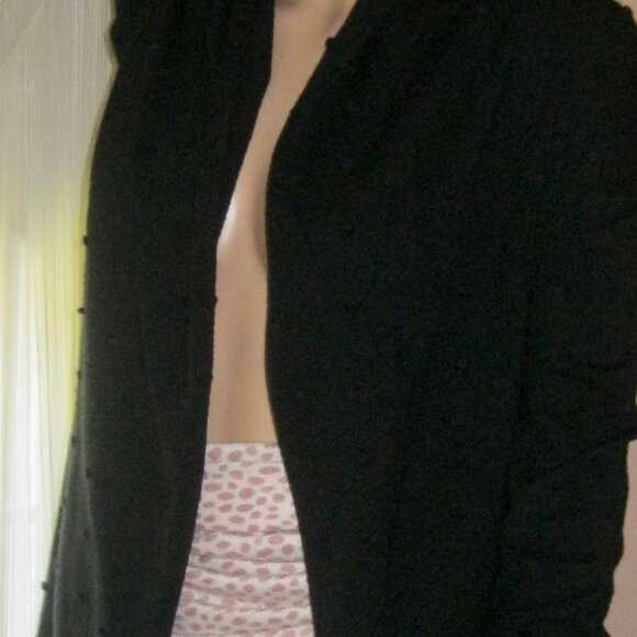 Anthropologie Lapis Open Front Pleated Collar Black Cardigan Sweater Women’s PM - Picture 5 of 5